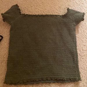 smocked olive green hollister crop top!